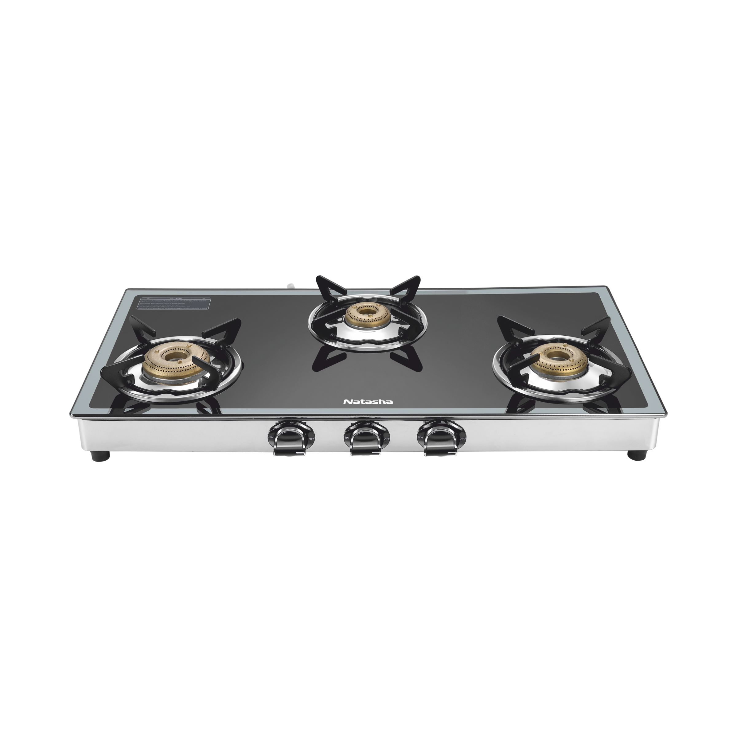 Crystal LPG Gas Stove 3 burner With Double Drip Tray Natasha